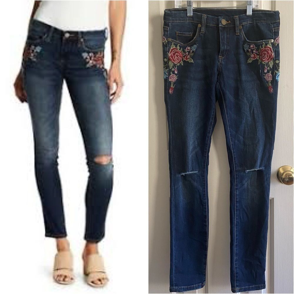 Blank NYC embroidered floral skinny jeans
